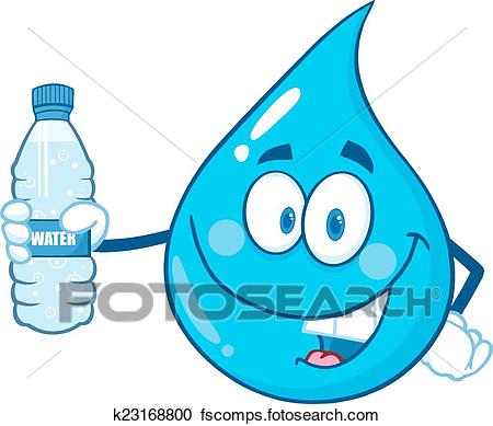 450x389 Clipart Of Water Drop Holding A Water Bottle K23168800
