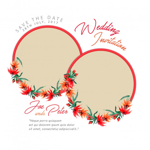 626x626 Watercolor Floral Wedding Invitation Card Vector Free Download