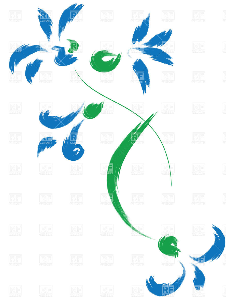 888x1200 Blue Watercolor Flowers Royalty Free Vector Clip Art Image