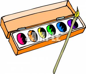 300x258 Paintbrush With A Watercolor Paint Set