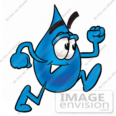 450x450 Clip Art Graphic Of A Blue Waterdrop Or Tear Character Running