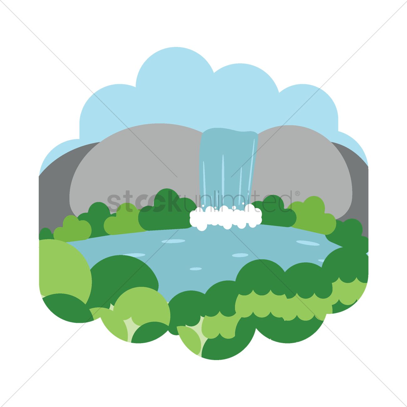 1300x1300 Waterfall Scenery Vector Image