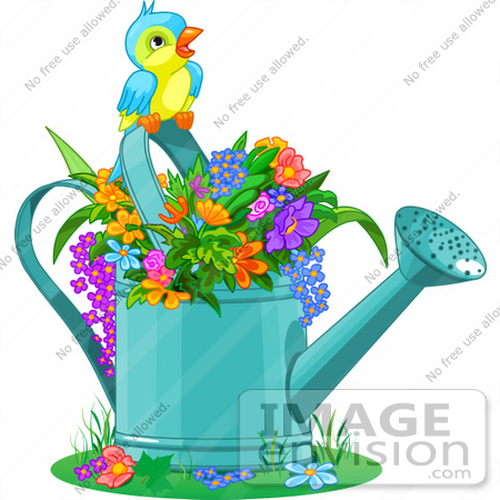 450x450 Cliprtillustration Of Cute Bird Perched Over Flowers In