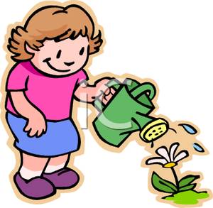 300x293 Art Image A Smiling Girl Watering A Flower