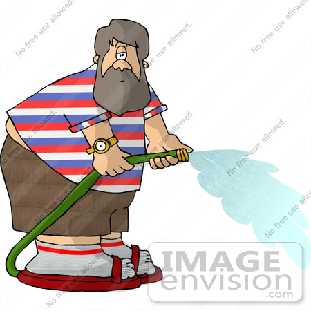450x450 Man Watering With A Green Garden Hose Clipart