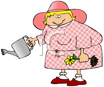 350x293 Royalty Free Clip Art Image Fat Lady Watering Her Plants
