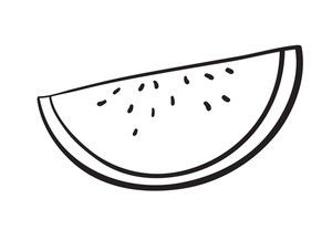 300x208 Illustration Of A Watermelon Slice Sketch On A White Background