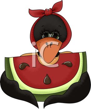 293x350 Royalty Free Clip Art Image Girl Crow Eating Watermelon