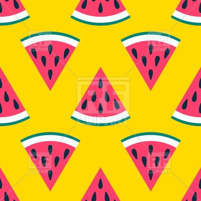 400x400 Seamless Watermelon Pattern On Yellow Background Royalty Free