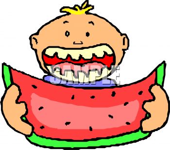 350x308 Boy Eating Watermelon