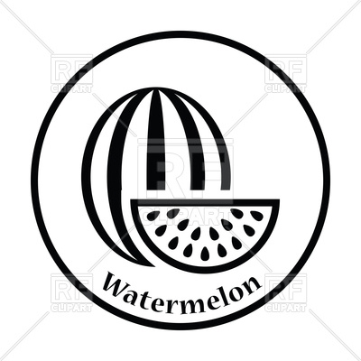 400x400 Thin Circle Design Icon Of Watermelon Royalty Free Vector Clip Art