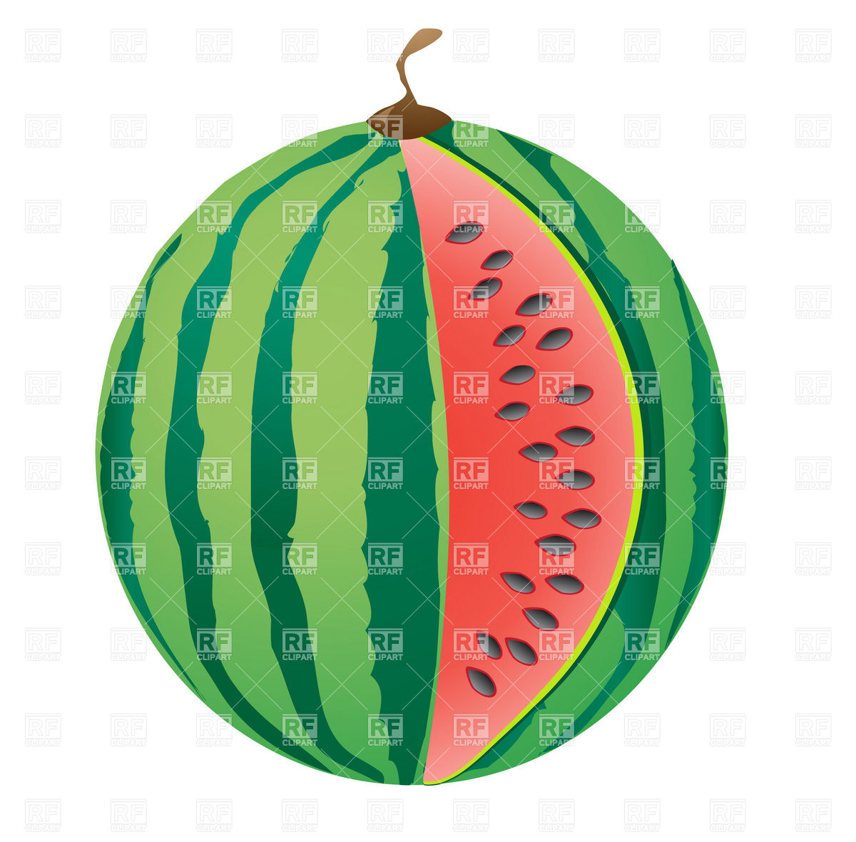 1200x1181 Ripe Big Watermelon With Missing Slice Royalty Free Vector Clip
