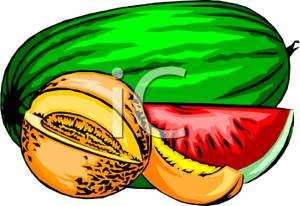 300x206 Watermelon And Cantaloupe Clip Art Image
