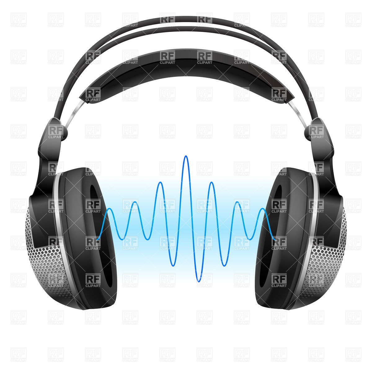 1200x1200 Realistic Headphones And Music Wave Royalty Free Vector Clip Art