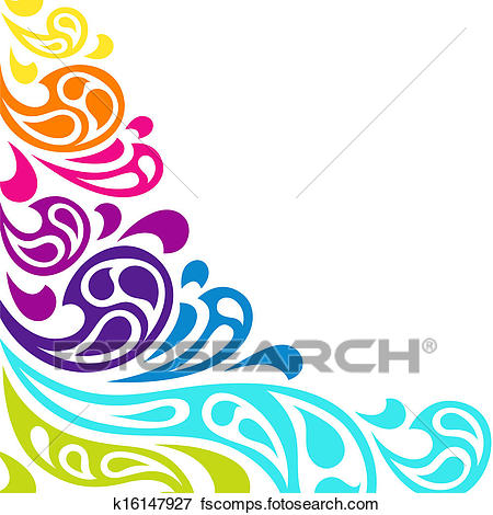 450x470 Clip Art Of Color Splash Waves Abstract Background. K16147927