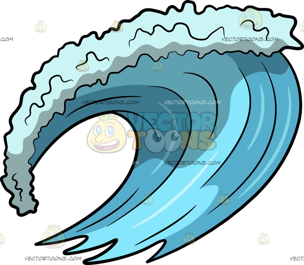 1024x893 A Big Surf Ocean Wave Cartoon Clipart