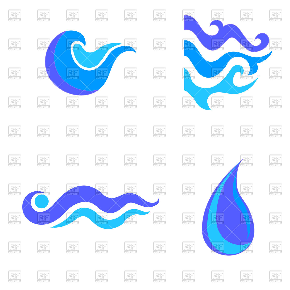 1200x1200 Set Of Water Icons Isolated On White Background, Wave And Drop