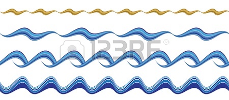 450x197 Horizontal Stylized Seamless Wave Illustration Royalty Free