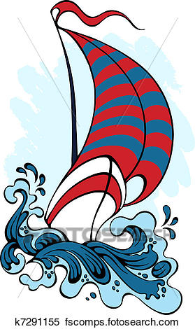 279x470 Clipart Of Sailboat, Floating On The Waves K7291155