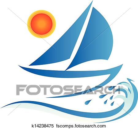 450x420 Clipart Of Boat Waves And Sun Logo K14238475