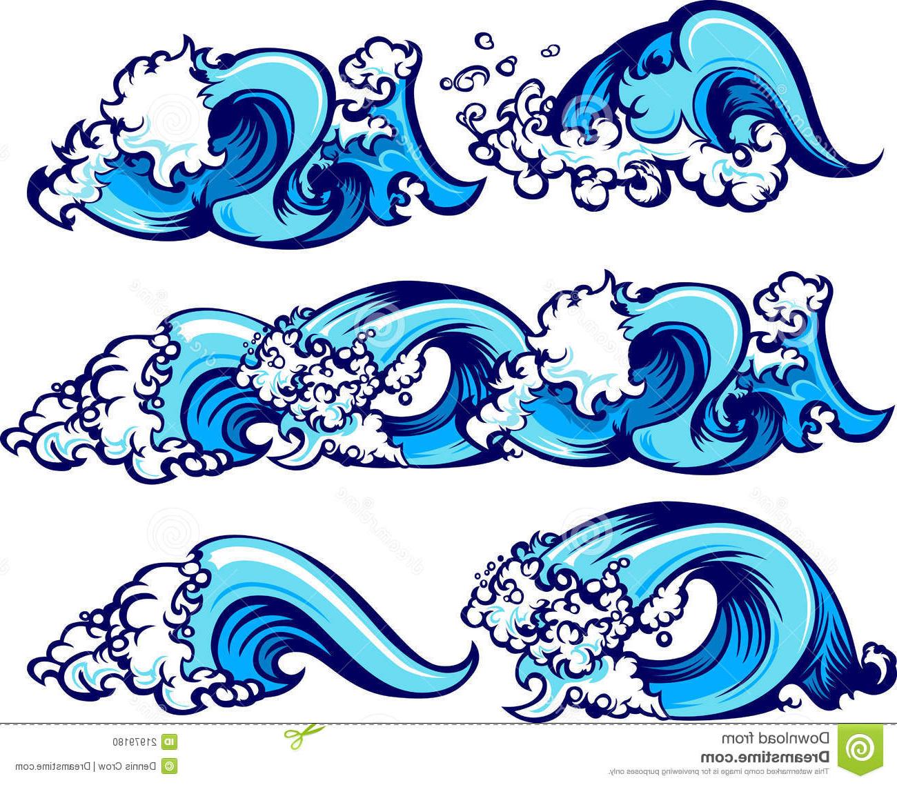 1300x1138 Top Crashing Water Waves Vector Illustrations Design