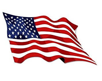 355x284 Waving American Flag Sticker Automotive