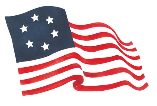 500x339 Small Waving American Flag Wall Stencil