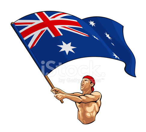 486x439 Australian Soccer Fan Waving Flag Stock Vector
