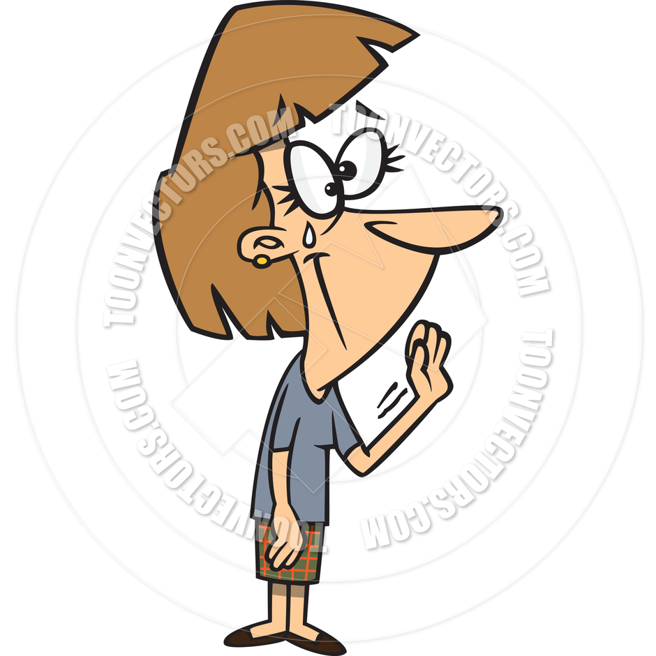 940x940 Cartoon Woman Waving Goodbye By Ron Leishman Toon Vectors Eps