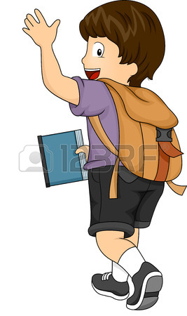 267x450 Illustration Of Little Kid Student Girl Waving Goodbye Stock Photo