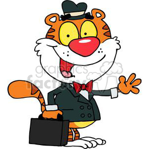300x300 Royalty Free A Business Tiger Waving Goodbye 378496 Vector Clip