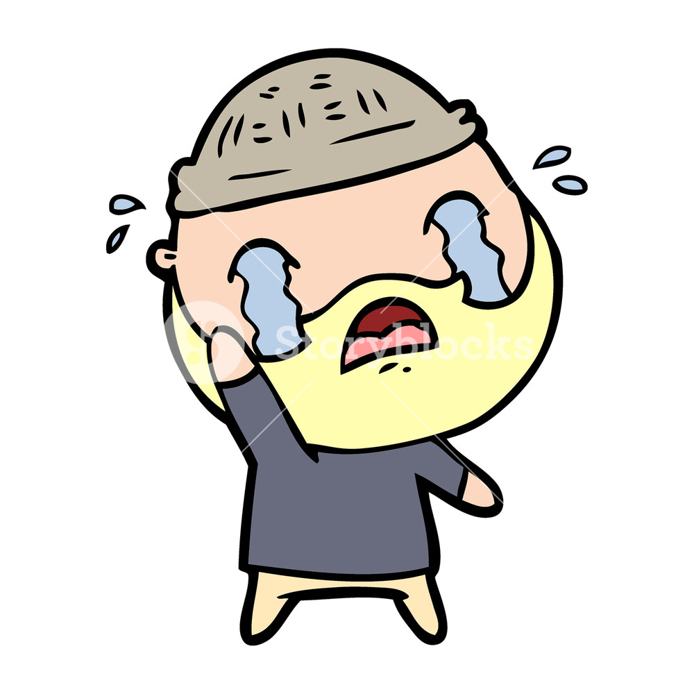 1000x1000 Cartoon Bearded Man Crying Waving Goodbye Royalty Free Stock Image