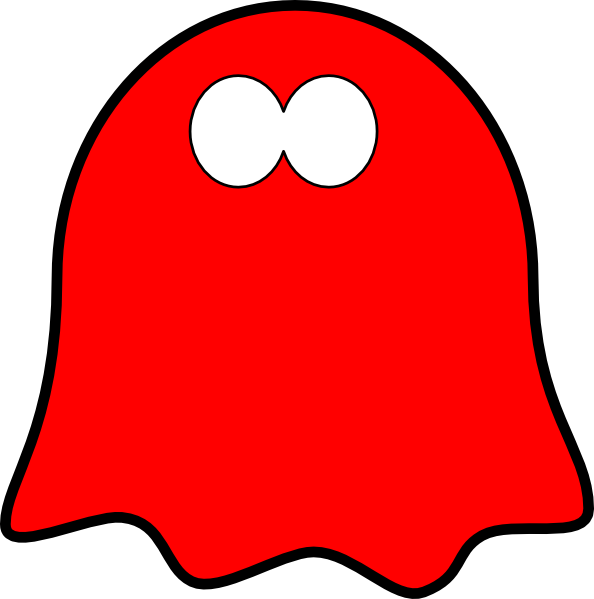 594x599 Friendly Red Ghost, Wavy Base Clip Art
