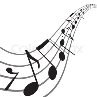 320x320 Music Notes On Wavy Staff. Abstract Vector Background Stock