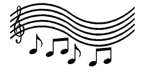 570x284 Wall Lettering Music Staff With Notes Vinyl Decal Wall Art