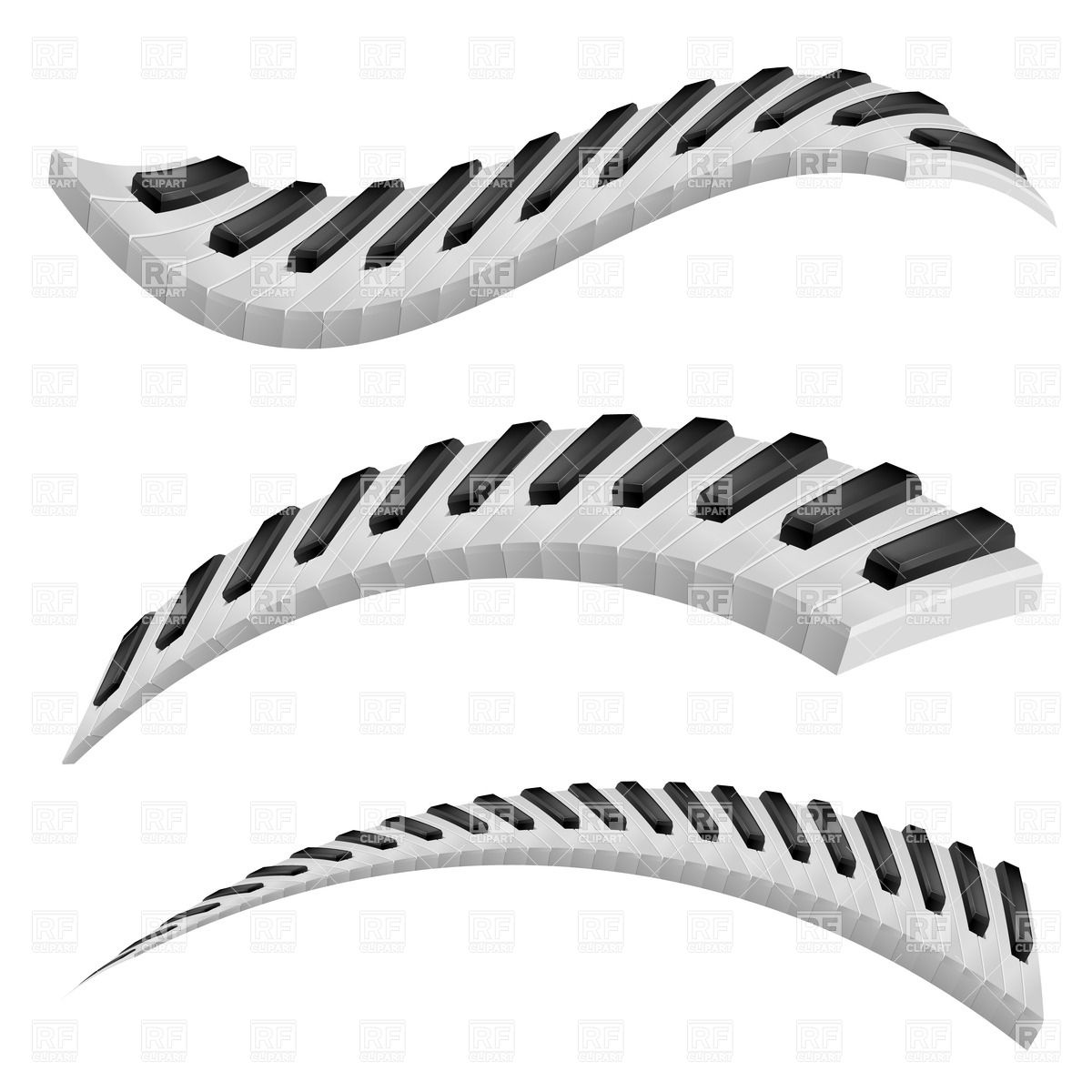 1200x1200 Wavy Piano Keys On White Background Royalty Free Vector Clip Art