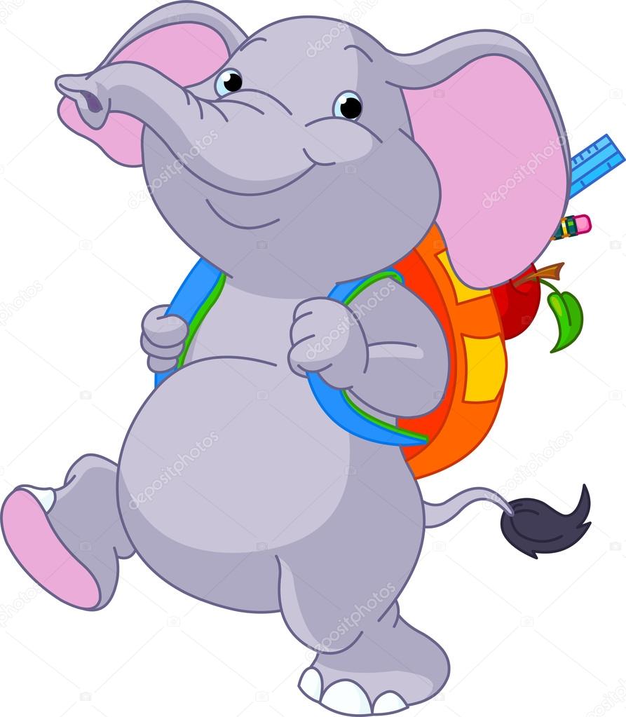 893x1023 Cute Elephant Go To School Stock Vector Dazdraperma