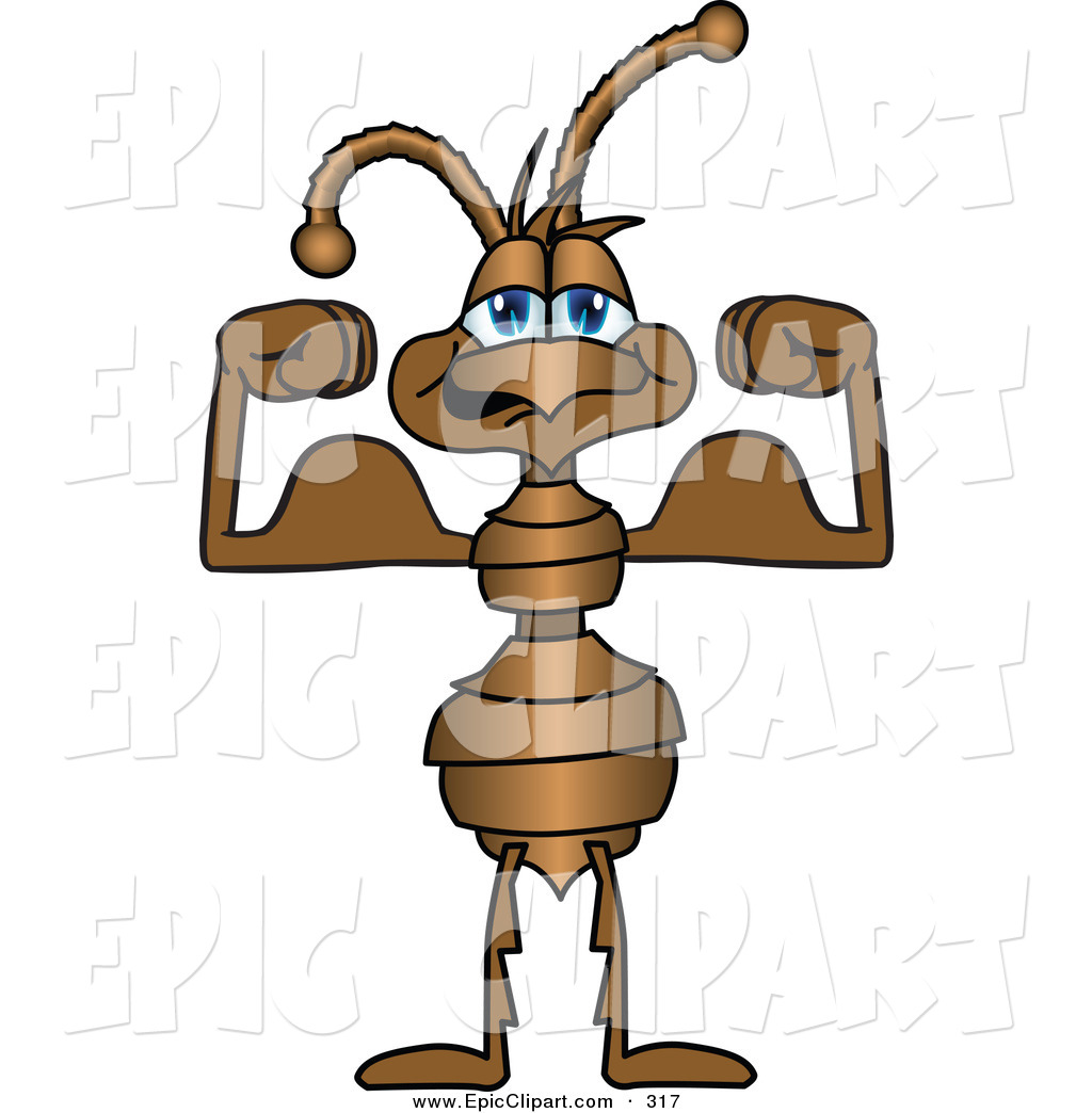 1024x1044 Vector Clip Art Of A Strong Brown Ant Bug Mascot Cartoon Character