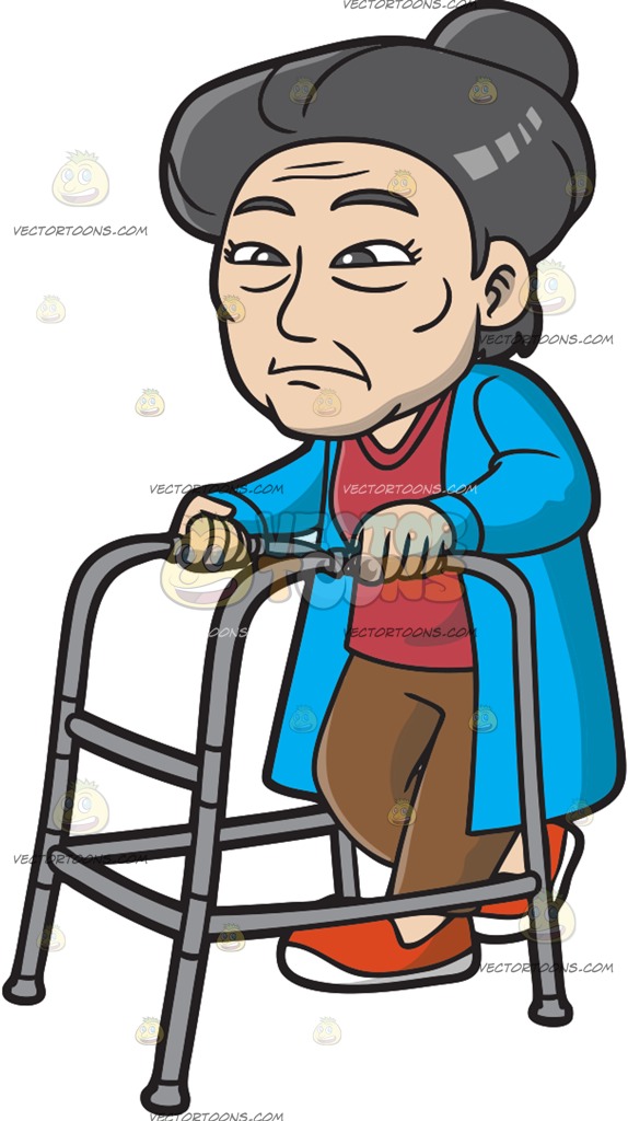 574x1024 An Old And Weak Asian Woman Cartoon Clipart