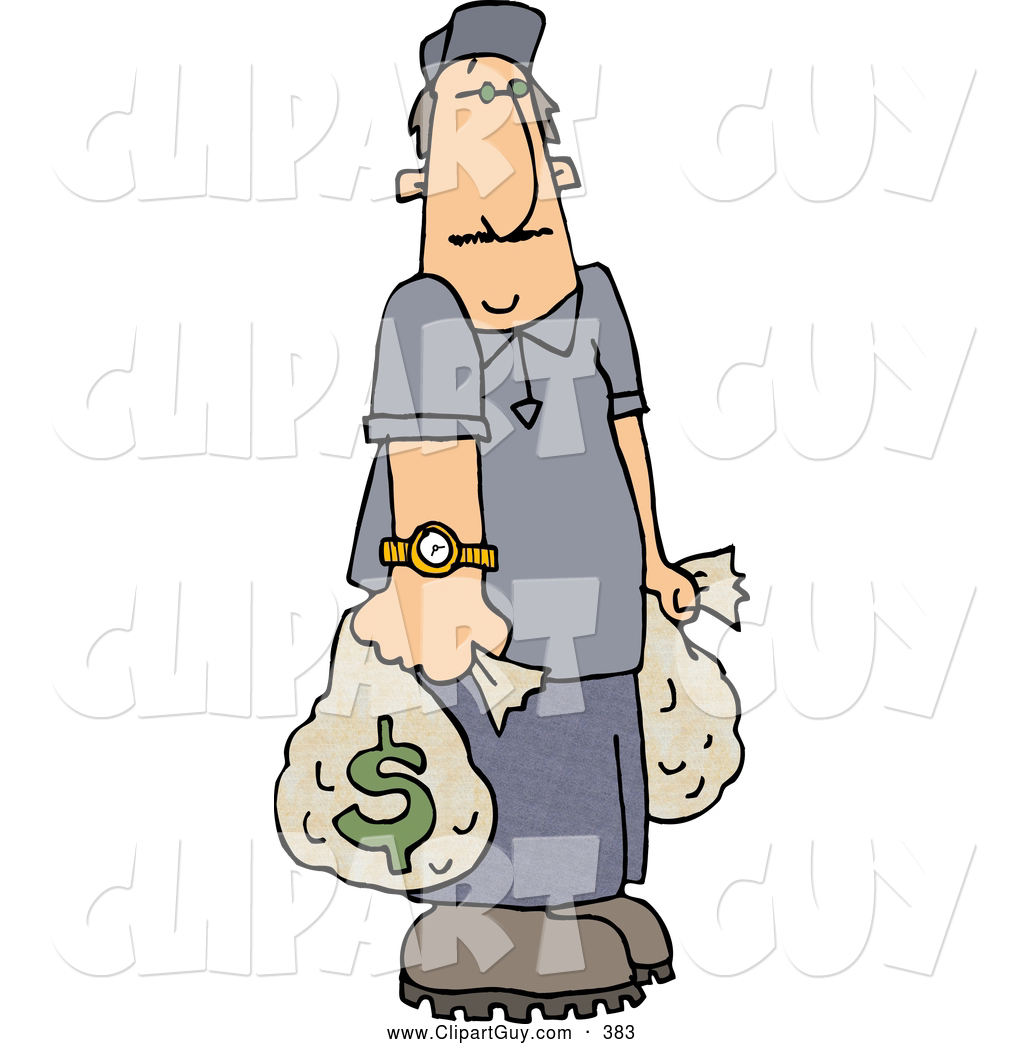 1024x1044 Clip Art Of Arich Man Carrying Money Bags By Djart