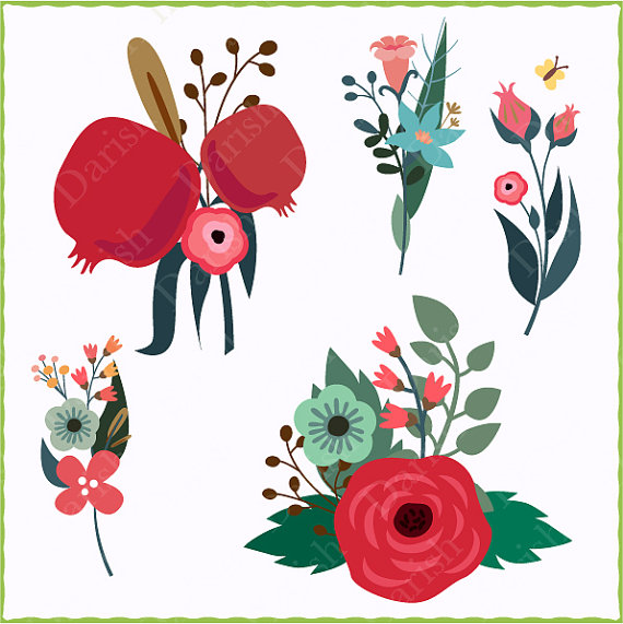 570x571 Floral Wealth Floral Roses Wedding Clipart Digital Wreath