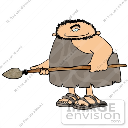 450x450 Cave Man Holding A Spear Weapon Clipart