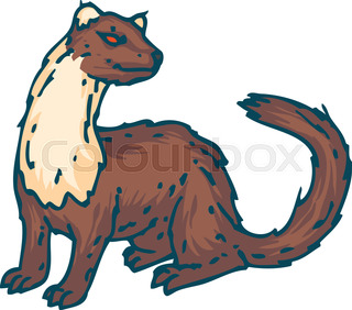 320x282 A Weasel Riding A Woodpecker. Vector Clip Art Illustration
