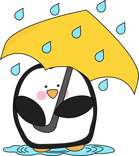 444x500 Penguin In The Rain Clip Art