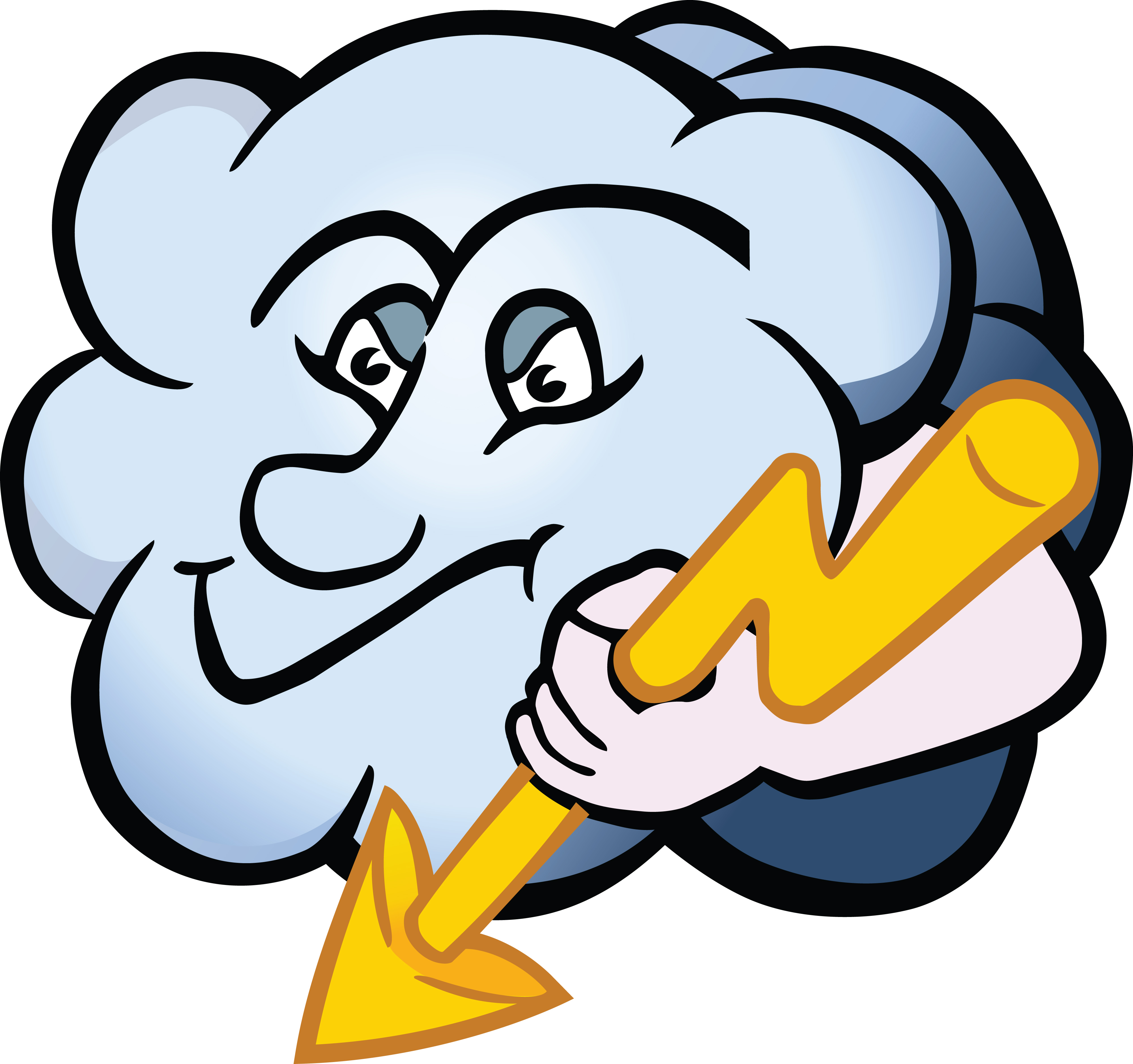 4000x3756 Clipart Of A Cloud Character Holding A Lightning Bolt