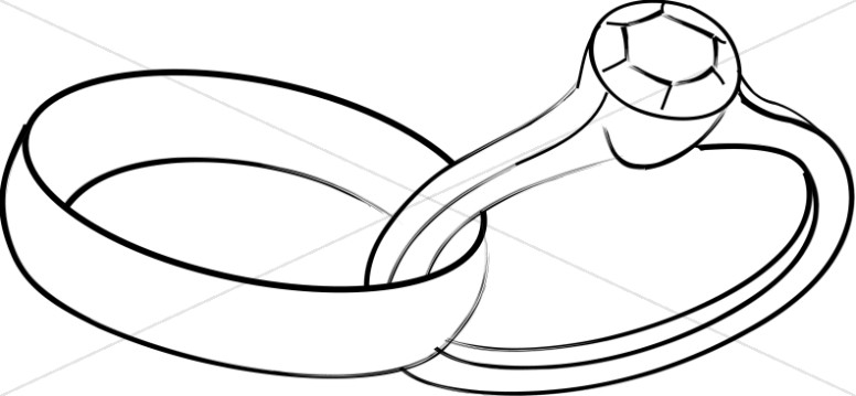 776x359 Linked Wedding Band And Engagement Ring Christian Wedding Clipart