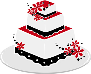300x244 Wedding Cake Clipart Image A Red And Black Square Wedding Cake