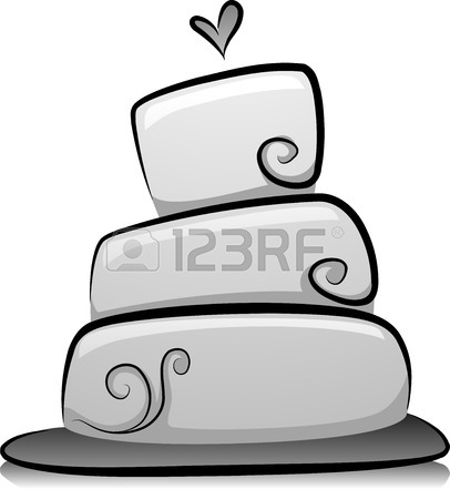 406x450 Illustration Of Wedding Cake In Black And White Stock Photo