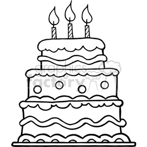 300x300 Royalty Free Black White Birthday Cake 384331 Vector Clip Art