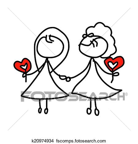 450x470 Clipart Of Hand Drawing Cartoon Happy Couple Wedding K20974934